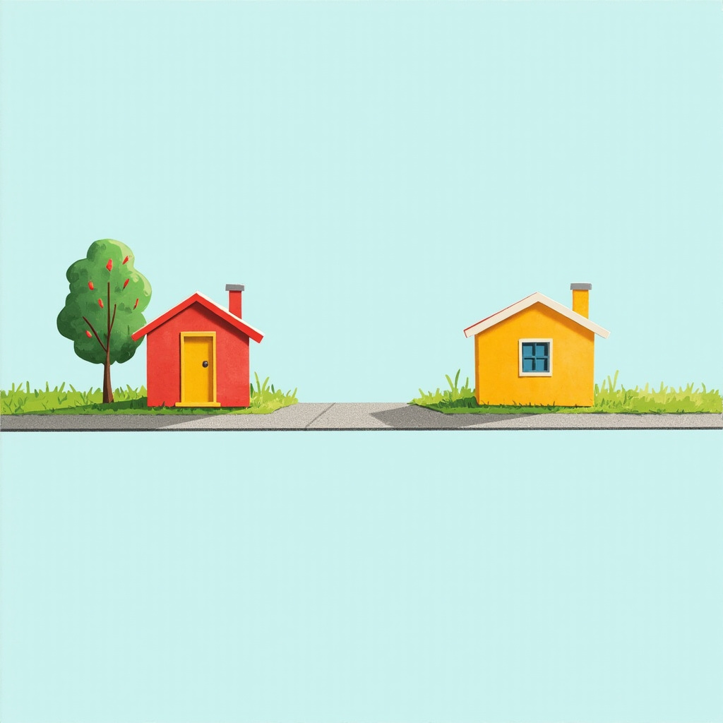 across from