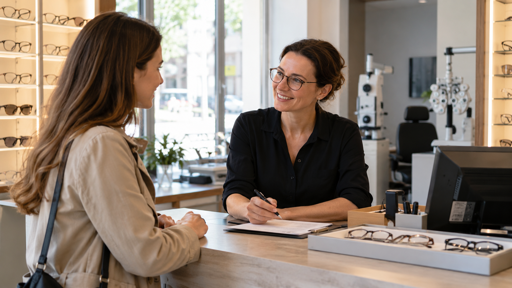 Beim Optiker einen Sehtest vereinbaren
