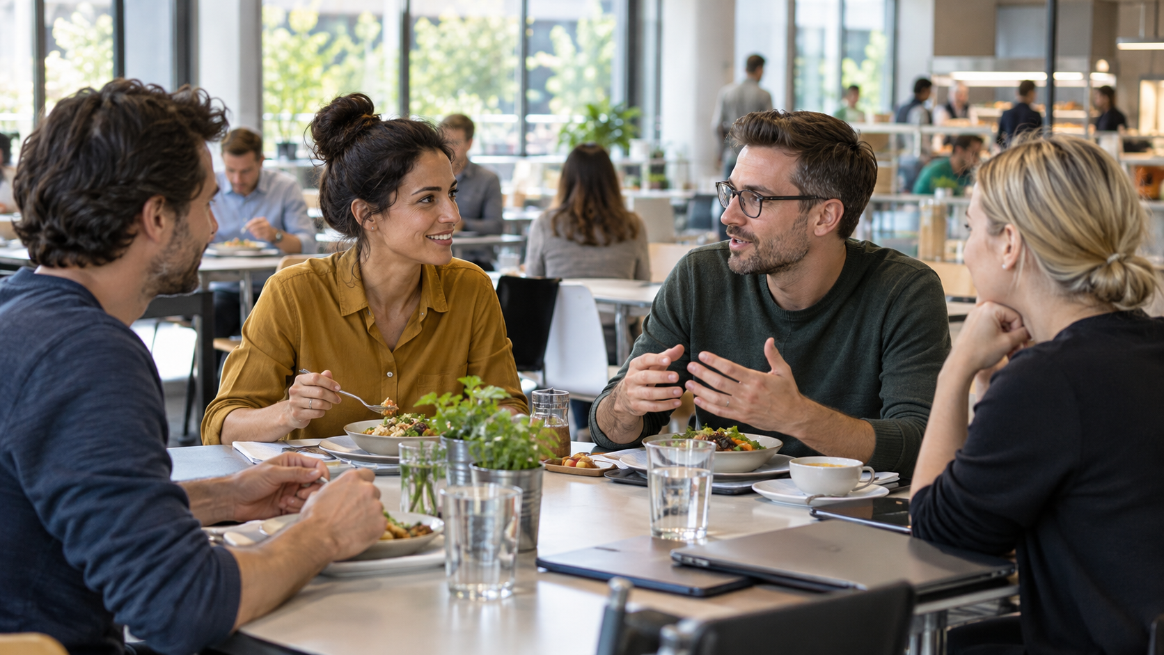 Ein Kollegentreffen in der Kantine planen