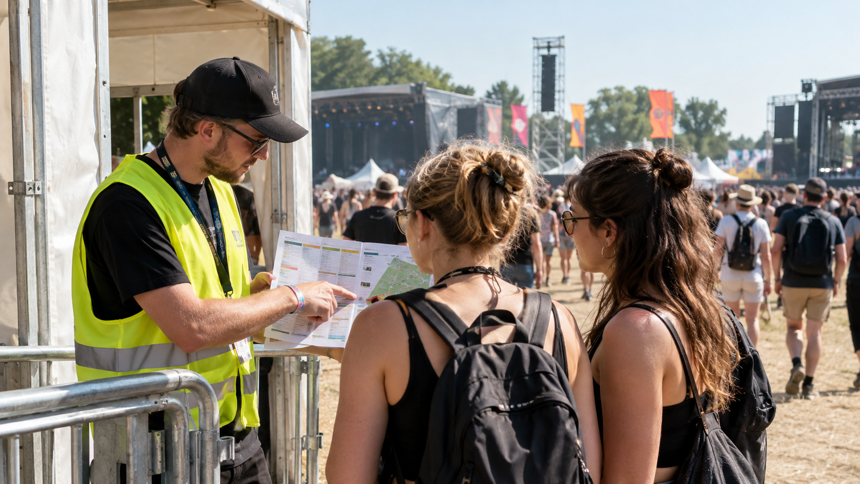 Auf dem Festival nach dem Programm fragen